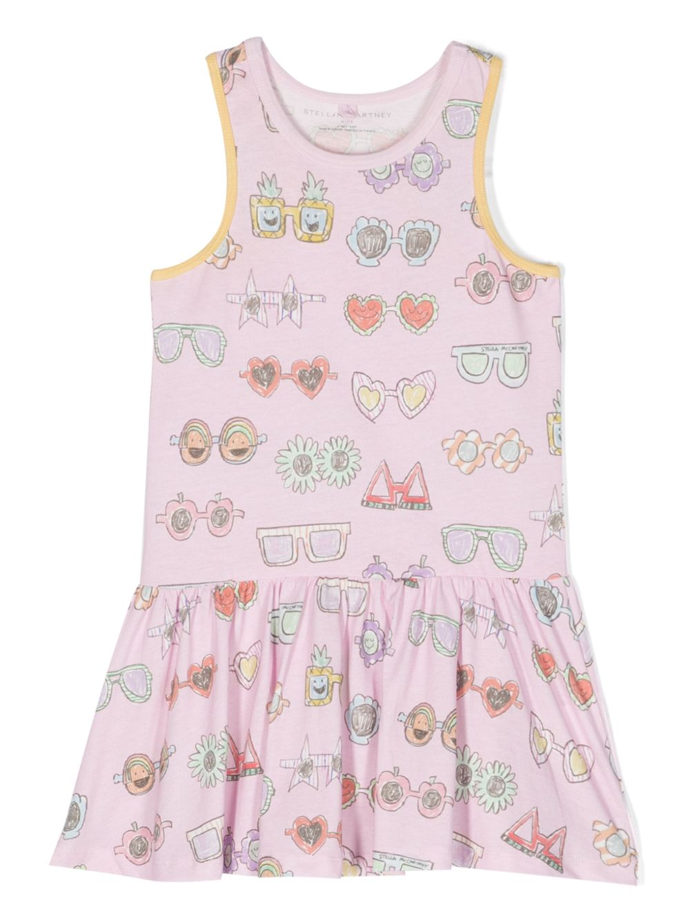 Stella McCartney Kids 太阳眼镜印花平纹针织中长连衣裙 - 粉色