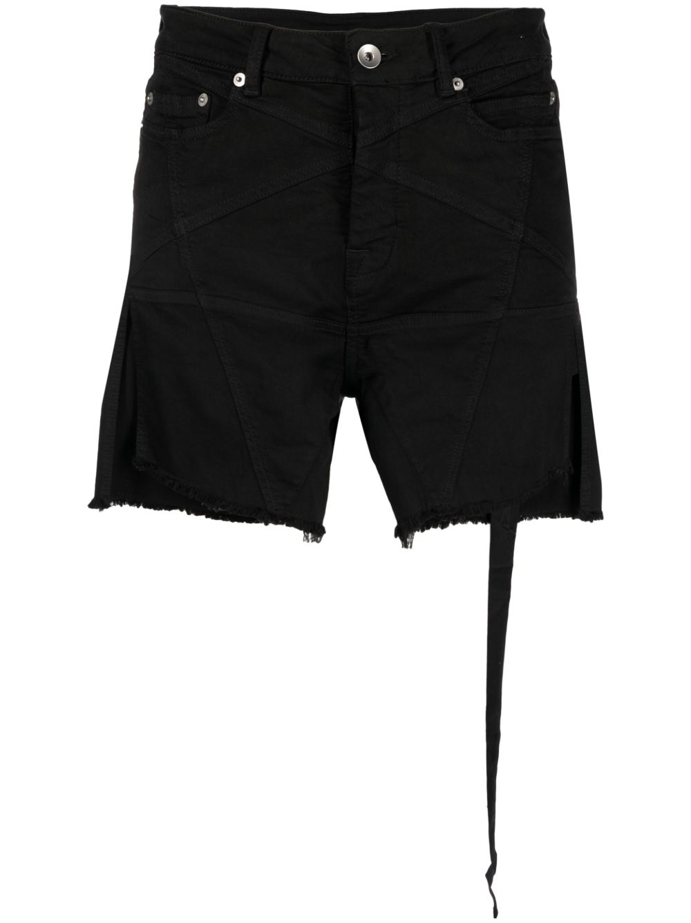 Rick Owens DRKSHDW 毛边牛仔短裤 - 黑色