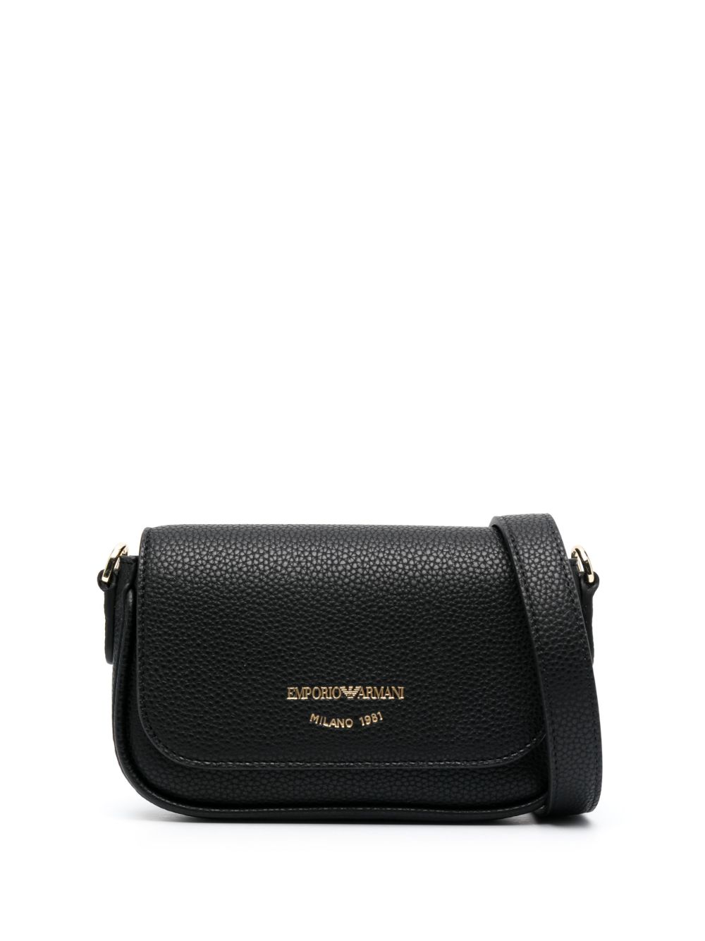 Emporio Armani logo标记斜挎包 - 黑色