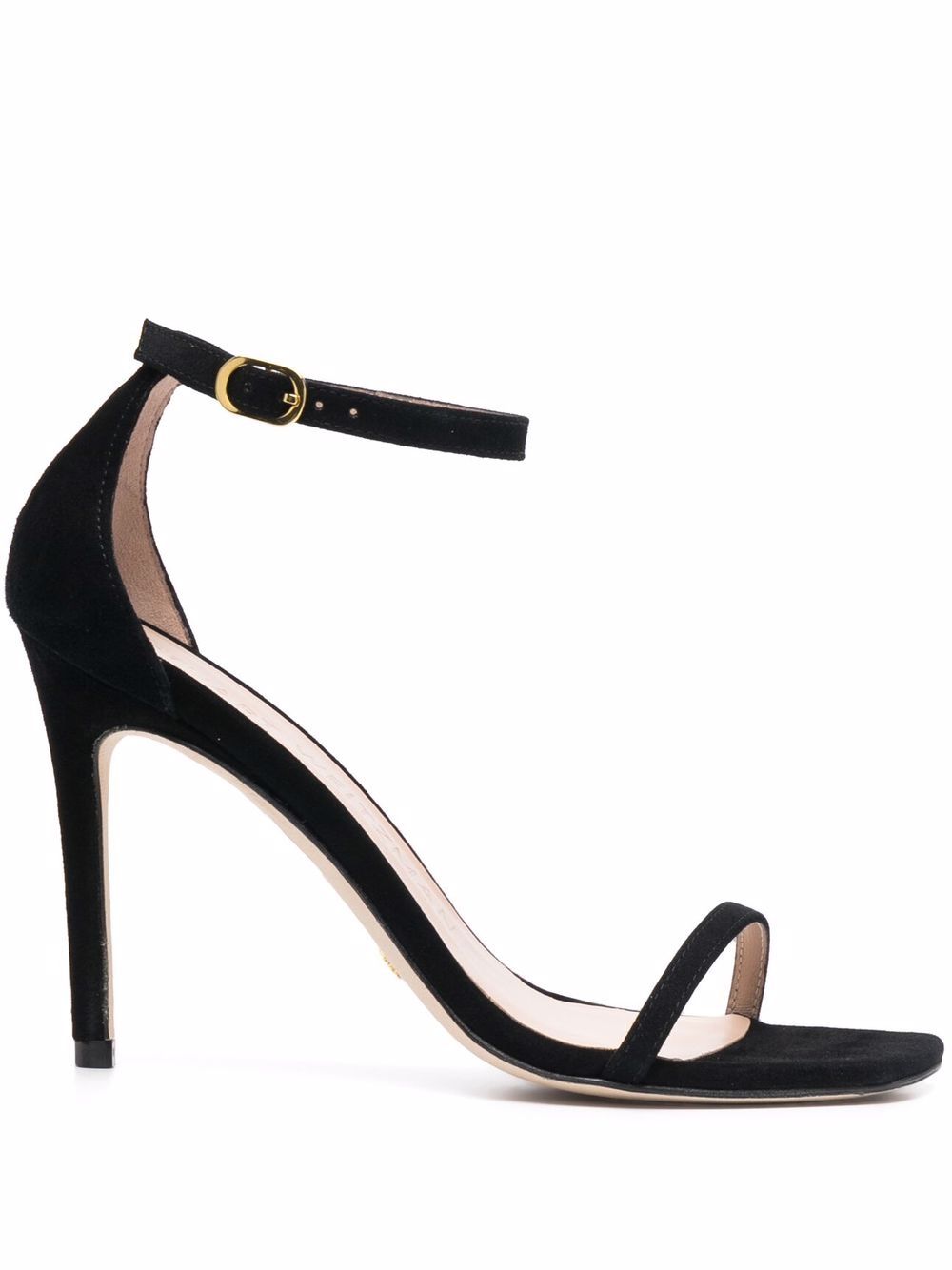 Stuart Weitzman Nudist Curve 绒面皮高跟凉鞋 - 黑色