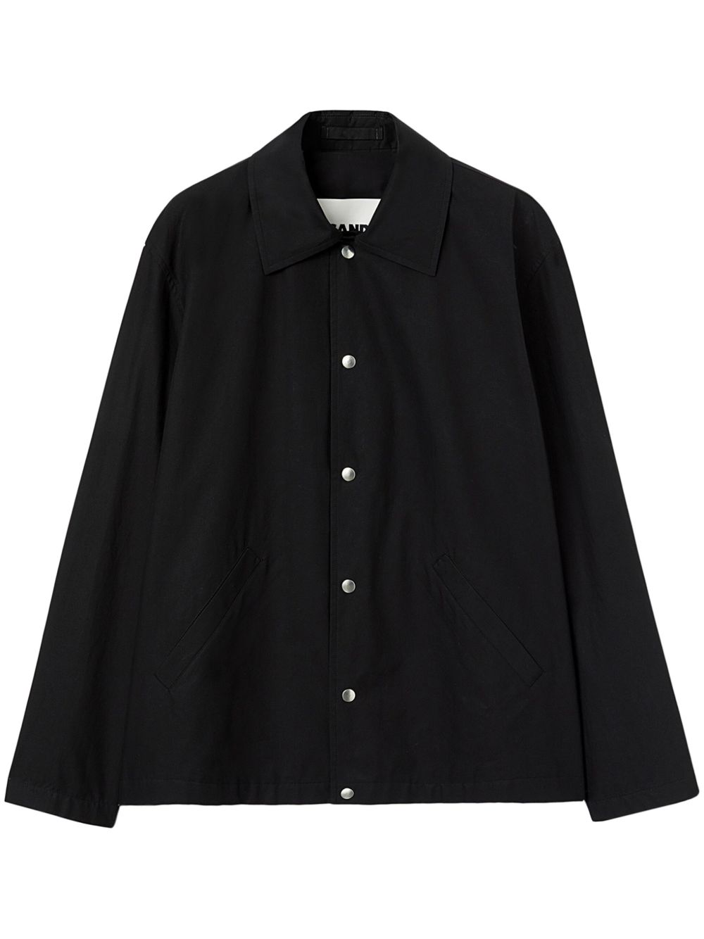 Jil Sander logo印花棉府绸衬衫式夹克 - 黑色