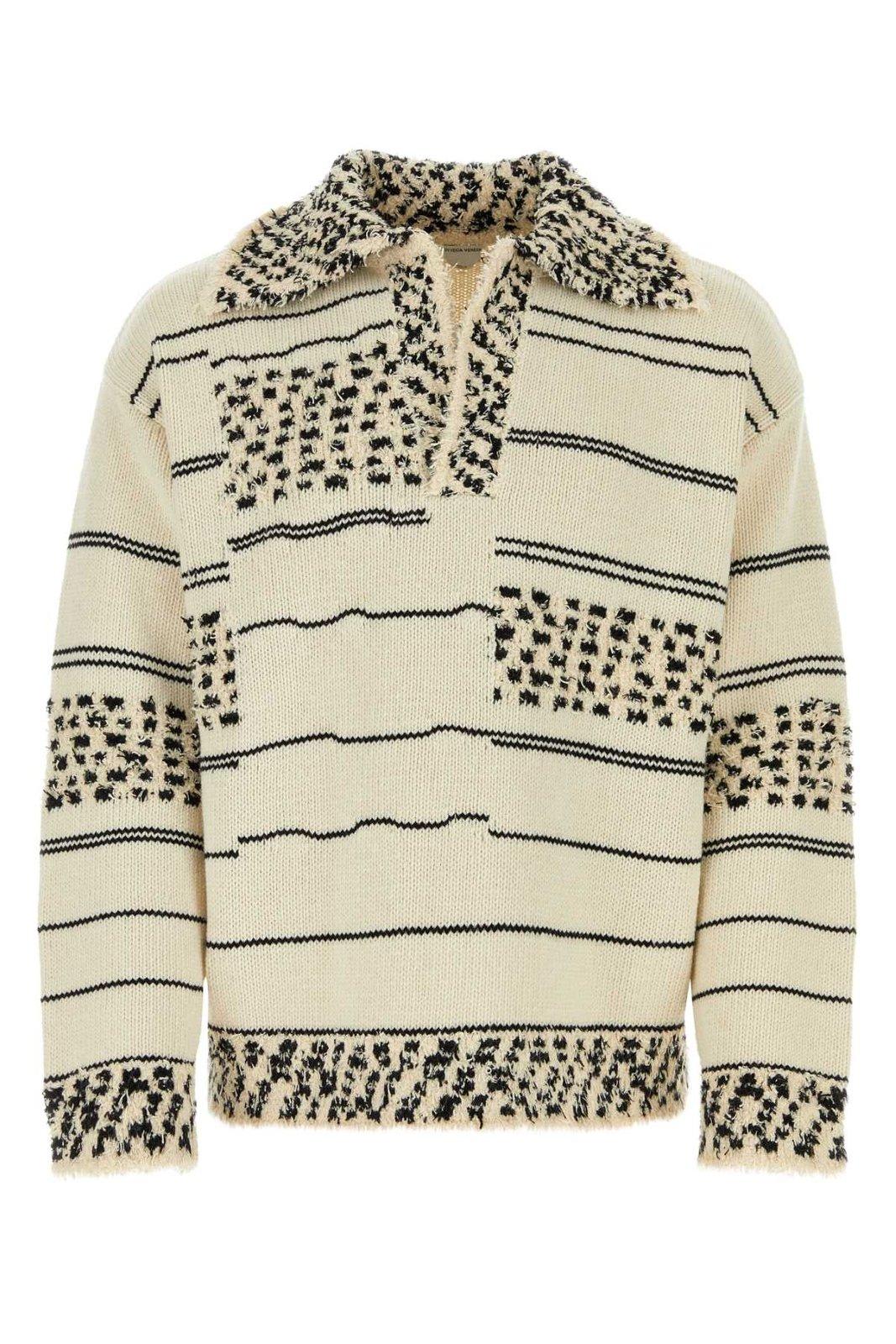 Bottega Veneta 条纹Polo领毛衣