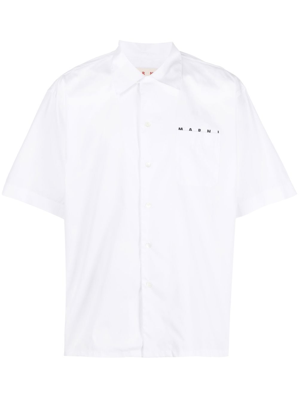 Marni logo印花府绸保龄球衫 - 白色