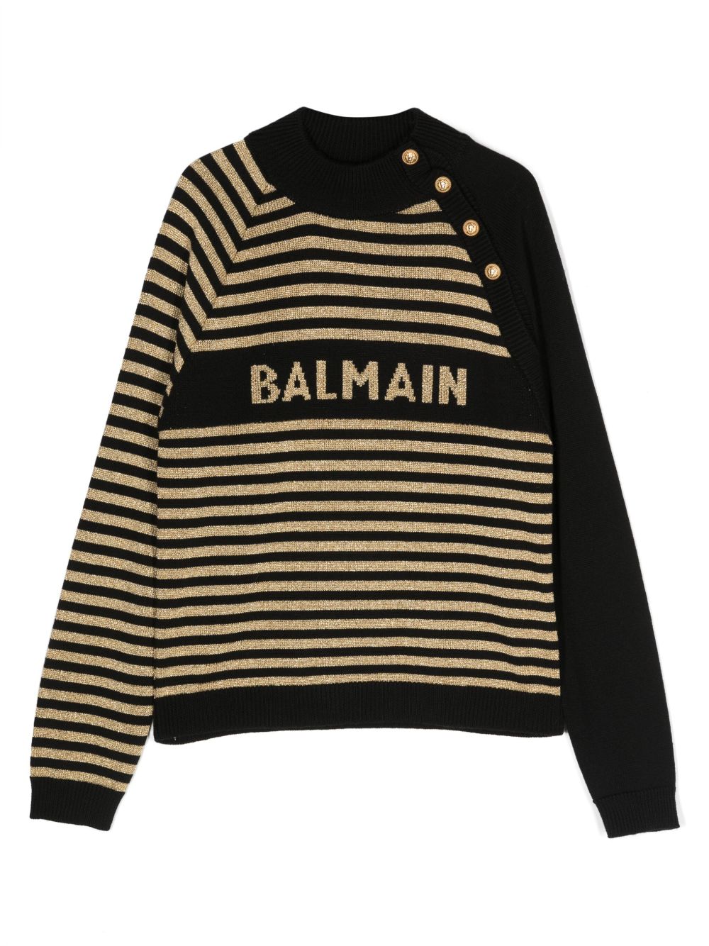 Balmain Kids logo印花圆领毛衣 - 黑色