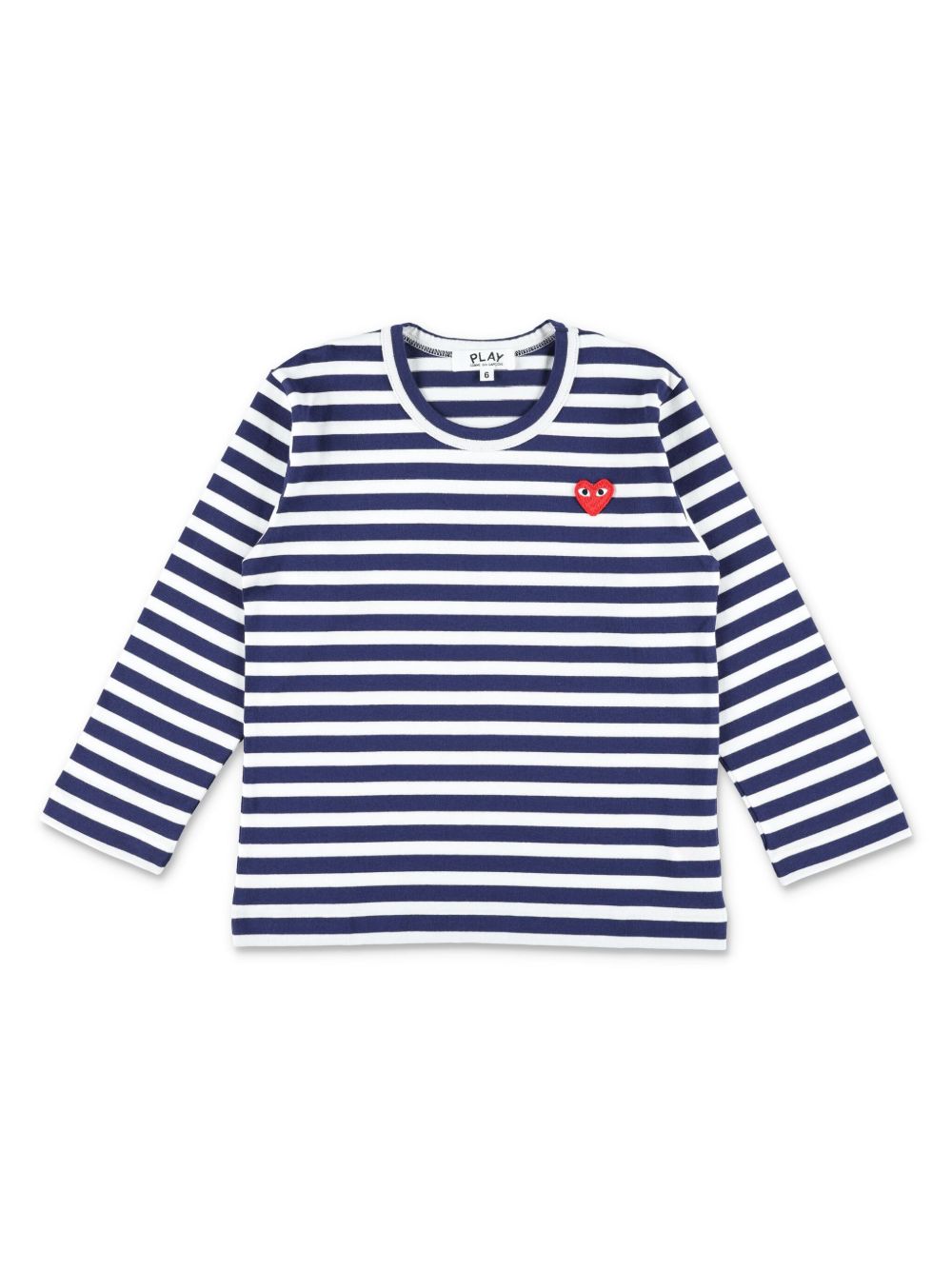 Comme Des Garçons Play Kids 心形贴花条纹T恤 - 白色