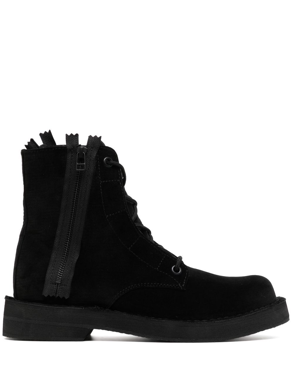 Yohji Yamamoto 丝绒效果及踝靴 - 黑色