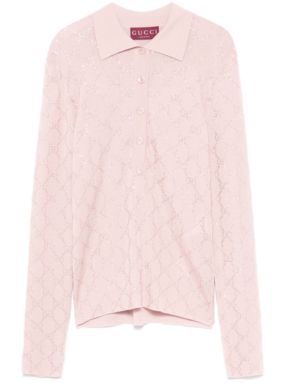 Gucci GG 经典logo polo领上衣 - 粉色