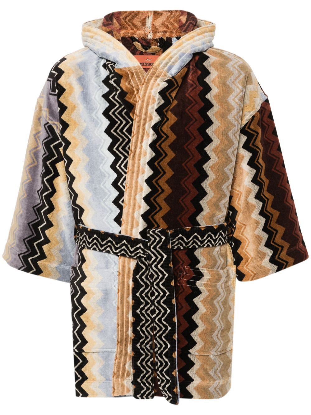 Missoni Home Z字形图案棉浴袍 - 黑色