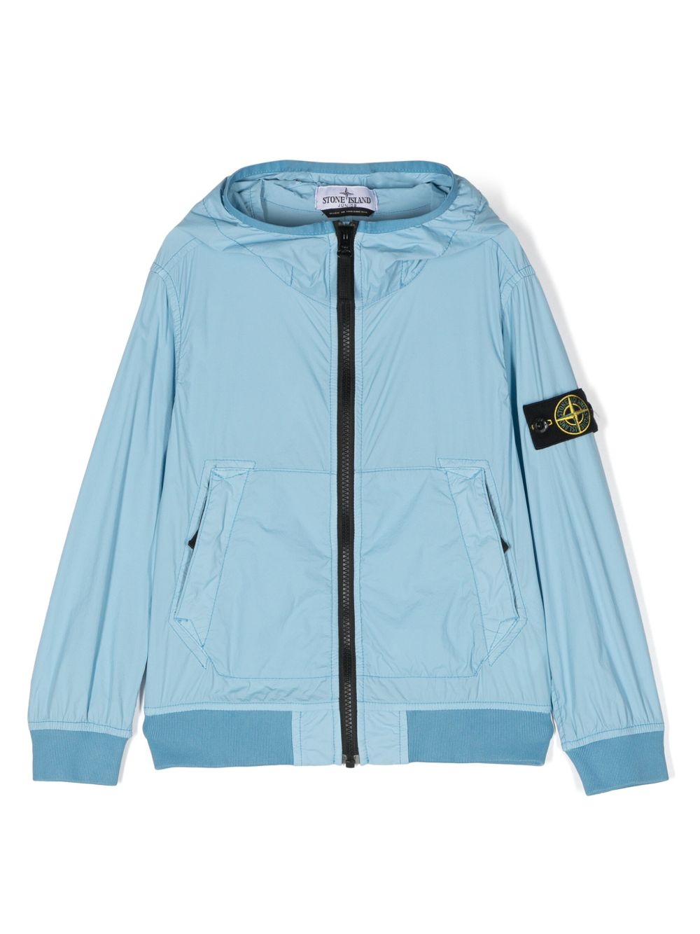 Stone Island Junior 连帽雨衣夹克 - 蓝色