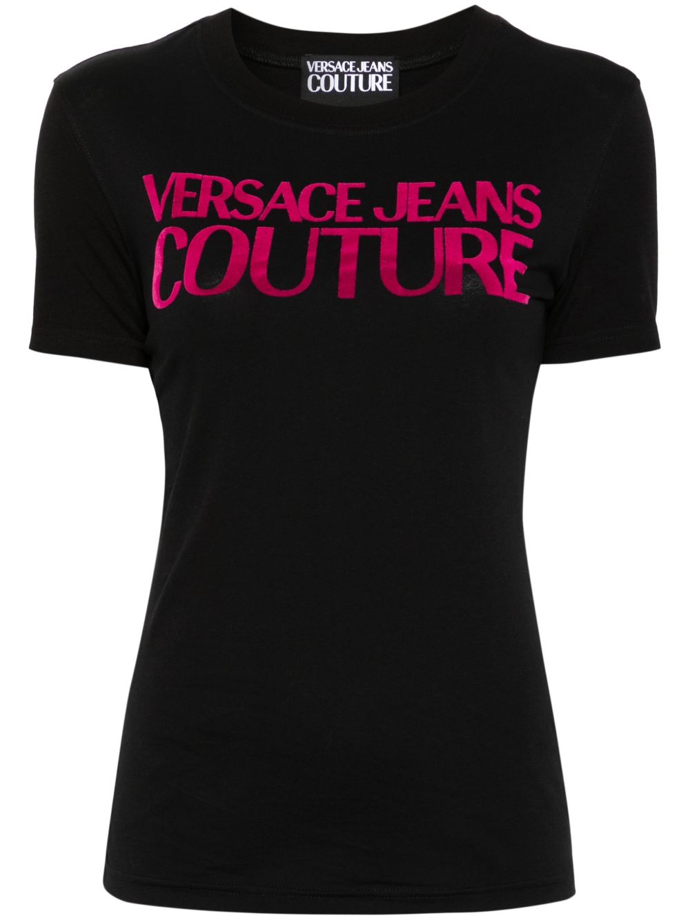 Versace Jeans Couture logo植绒棉T恤 - 黑色