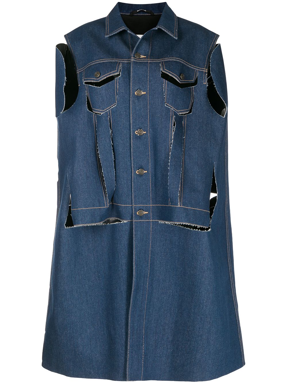 Maison Martin Margiela Pre-Owned 马丁·马吉拉时装屋 仿旧效果牛仔斗篷式外套 - 蓝色