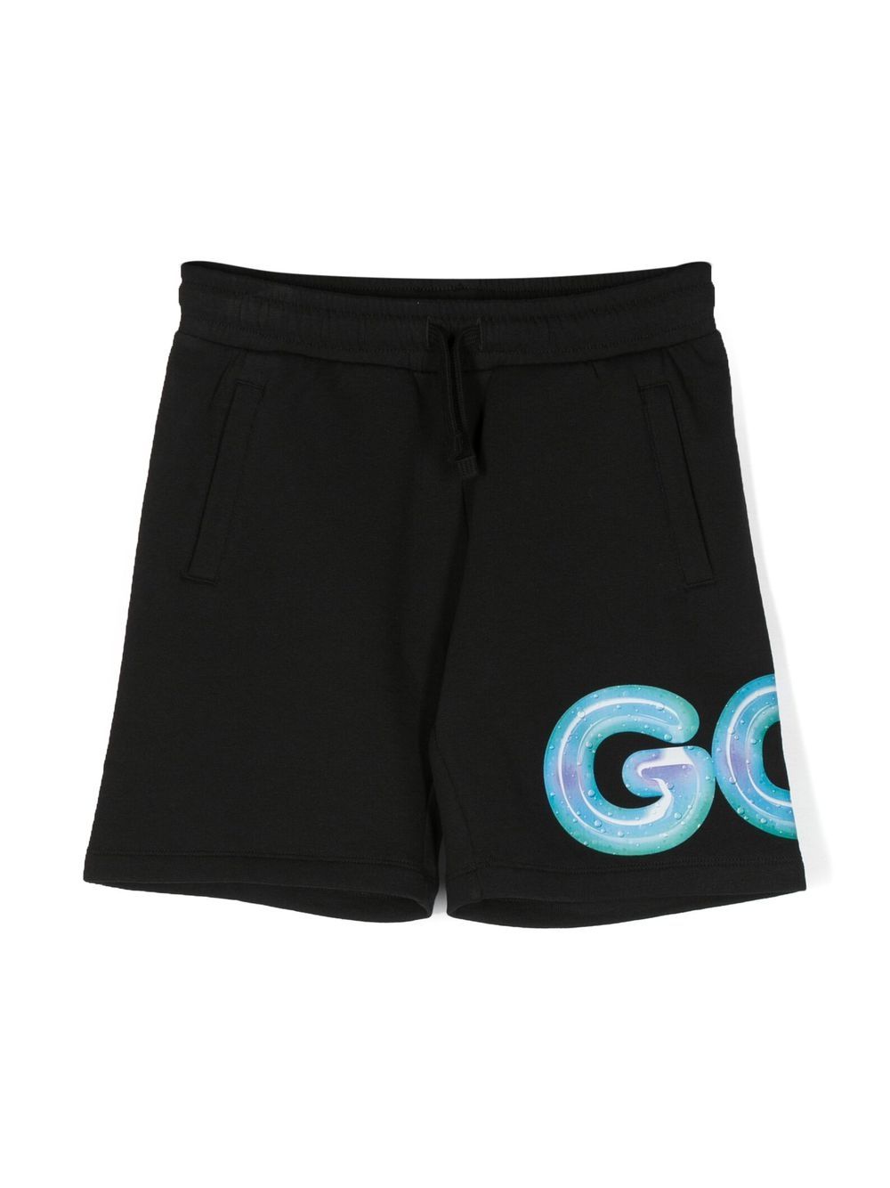 Gcds Kids logo印花运动短裤 - 黑色