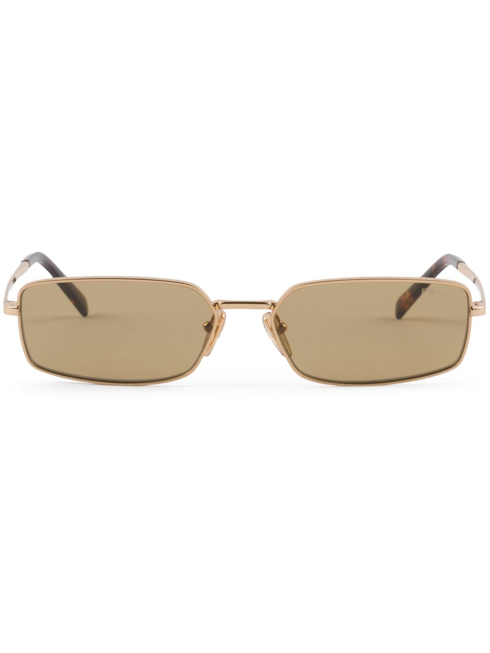 Prada Eyewear 长方形细框太阳眼镜 - 金色