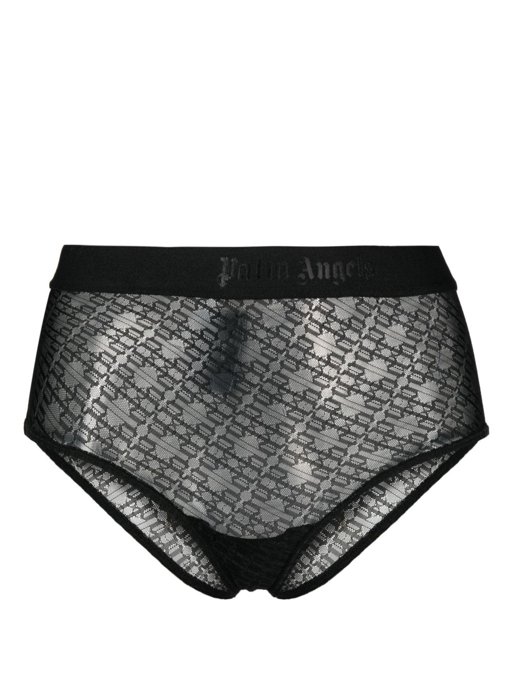 Palm Angels logo裤腰蕾丝三角内裤 - 黑色