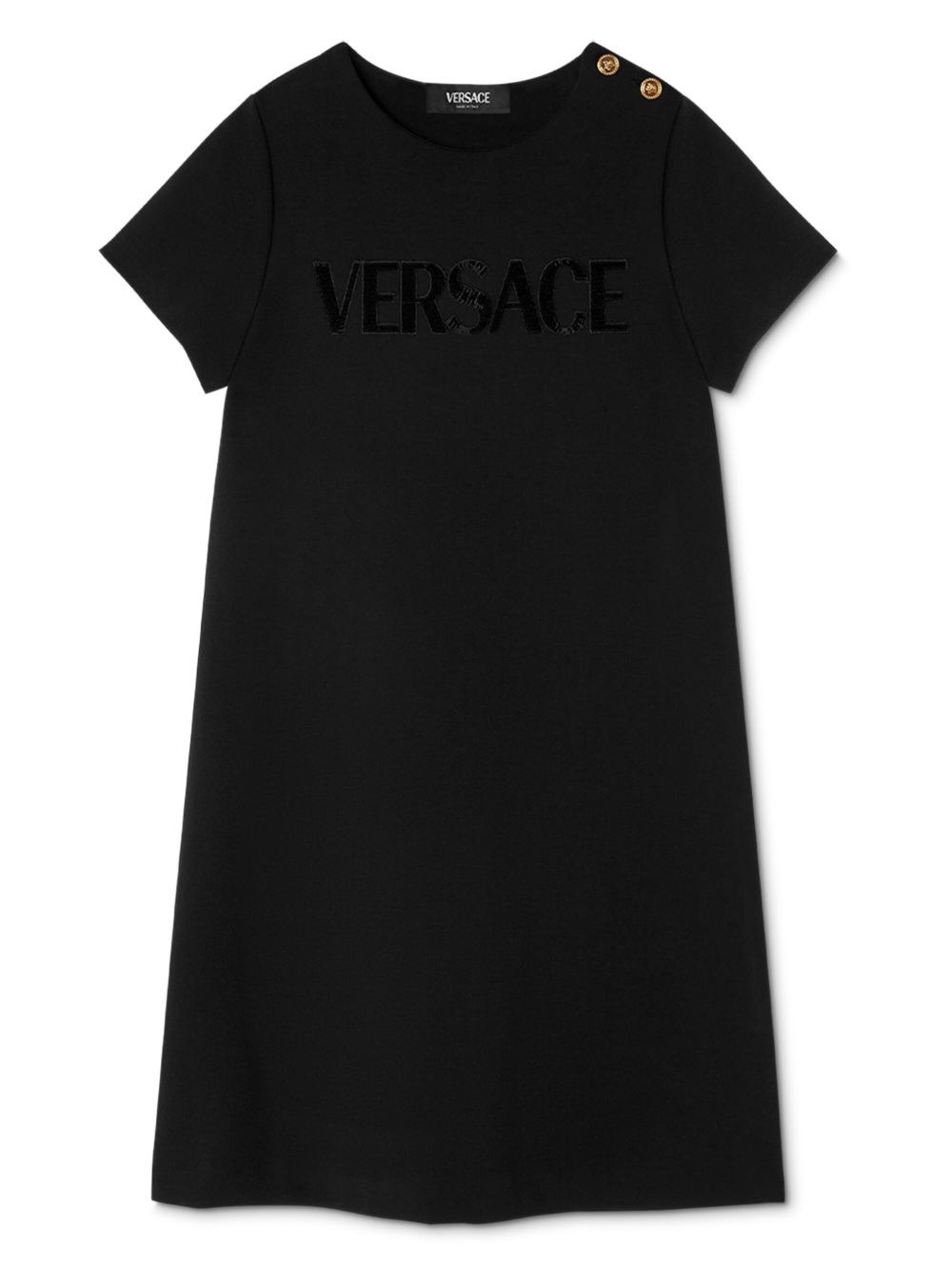 Versace Kids logo印花T恤式连衣裙 - 黑色