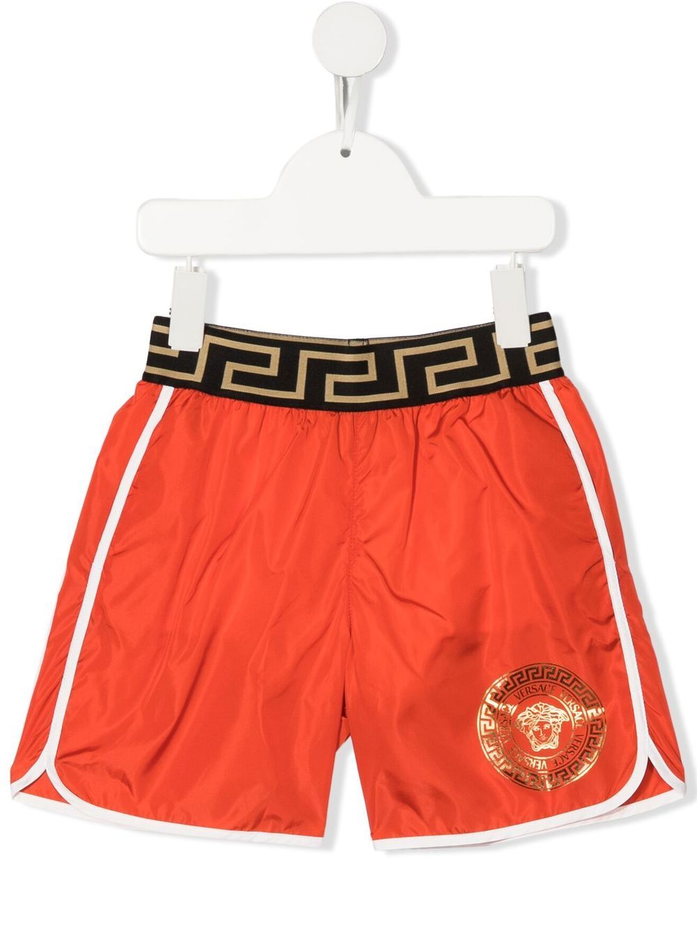 Versace Kids 范思哲 美杜莎头纹印花泳裤 - 橘色