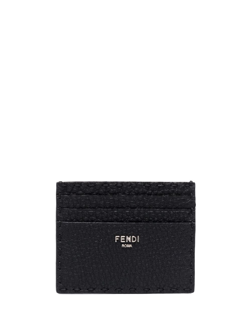 FENDI logo皮质卡夹 - 黑色