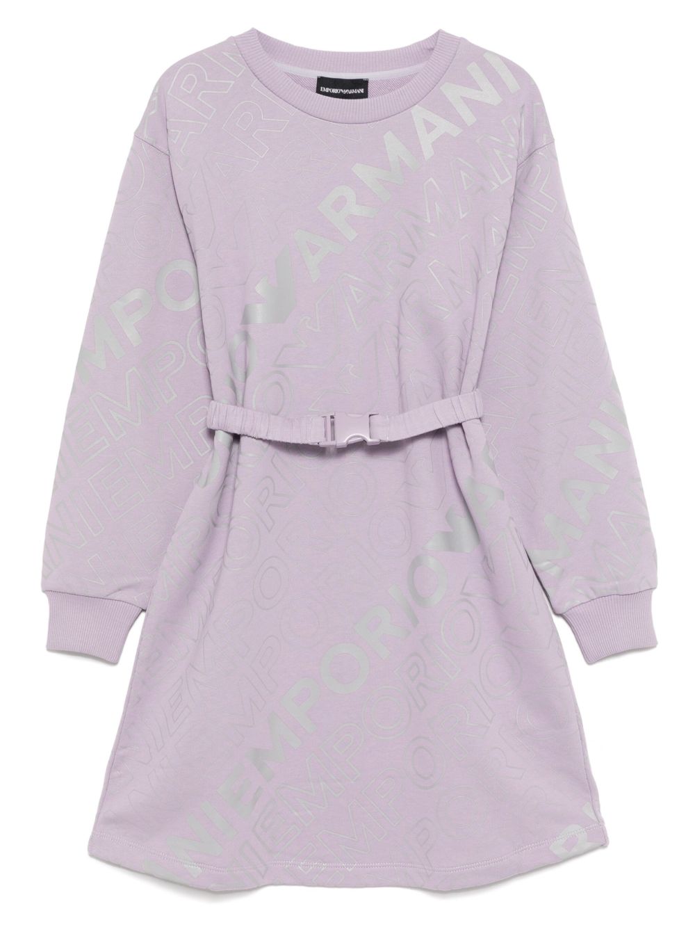 Emporio Armani Kids logo印花连衣裙 - 紫色