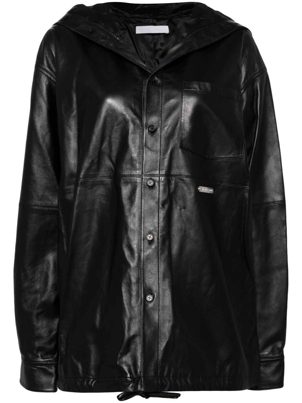 Helmut Lang 皮质连帽衫式衬衫 - 黑色
