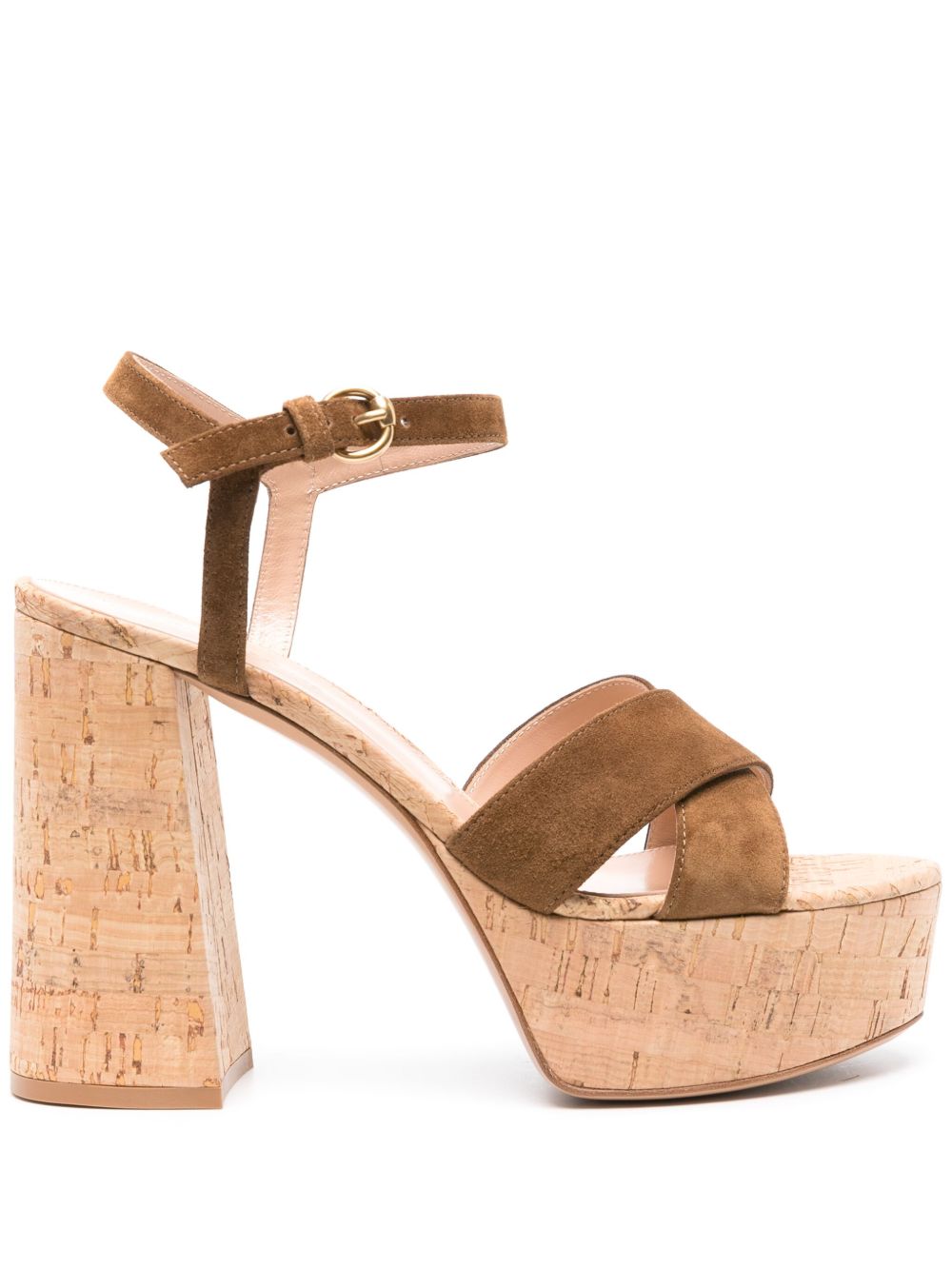 Gianvito Rossi 绒面皮水台式高跟凉鞋 - 褐色