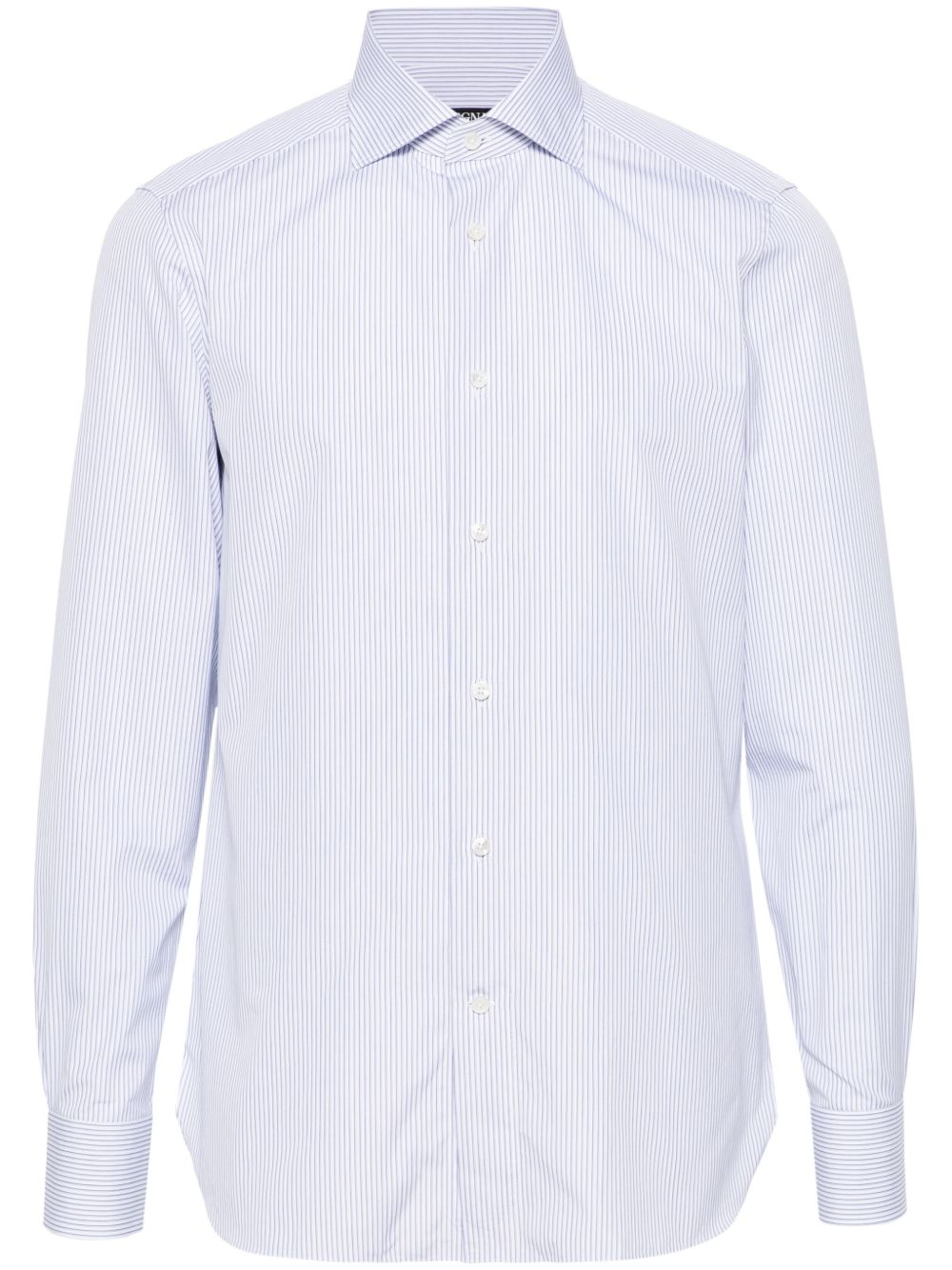 Zegna 条纹棉衬衫 - 蓝色