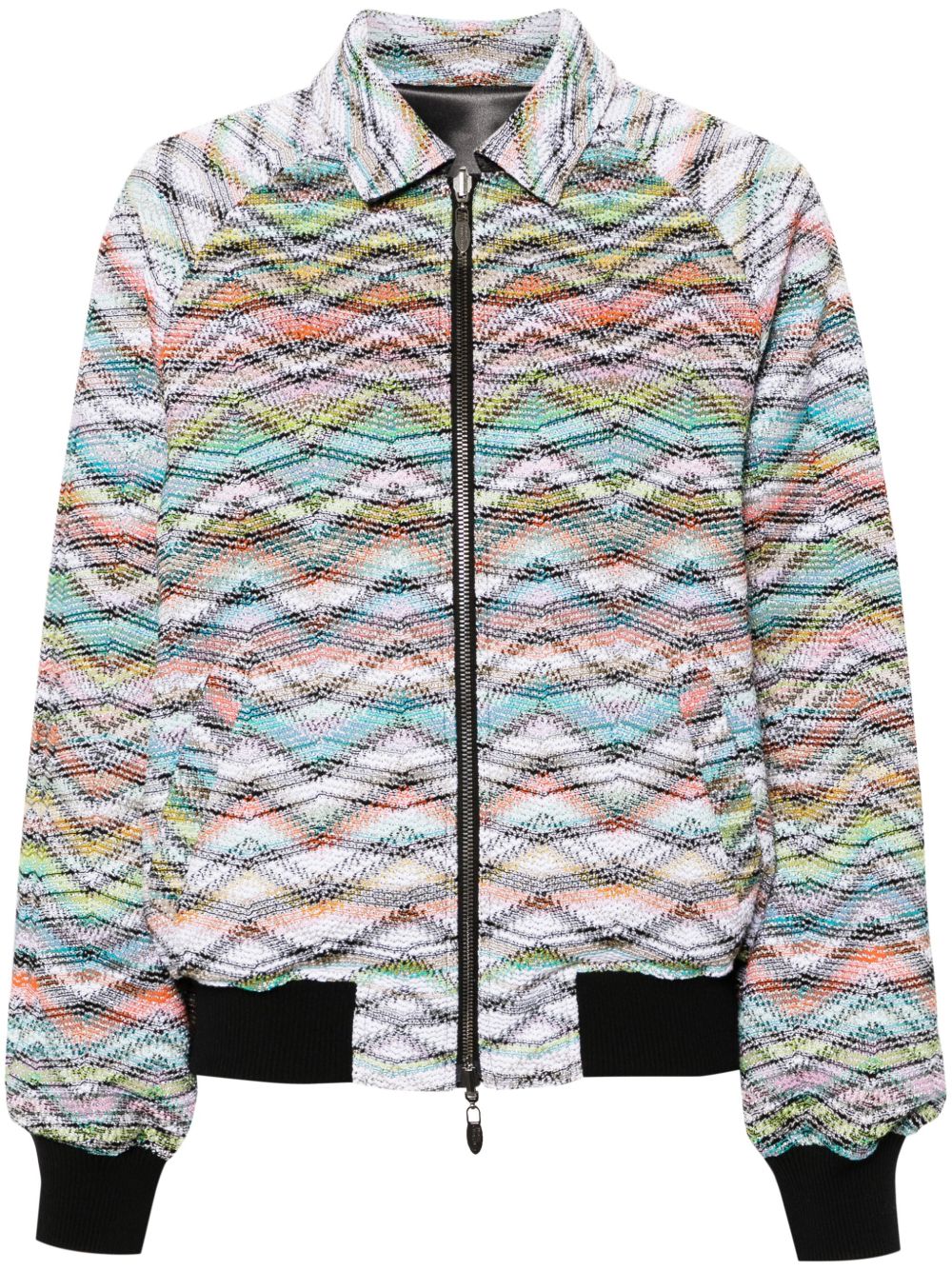 Missoni Z字形图案编织双面飞行员夹克 - 黑色