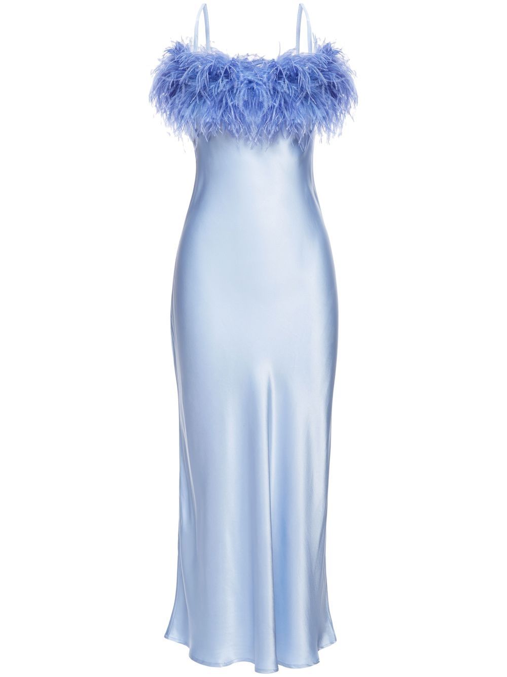 Sleeper Boheme Feather Trim Slip Dress - 蓝色