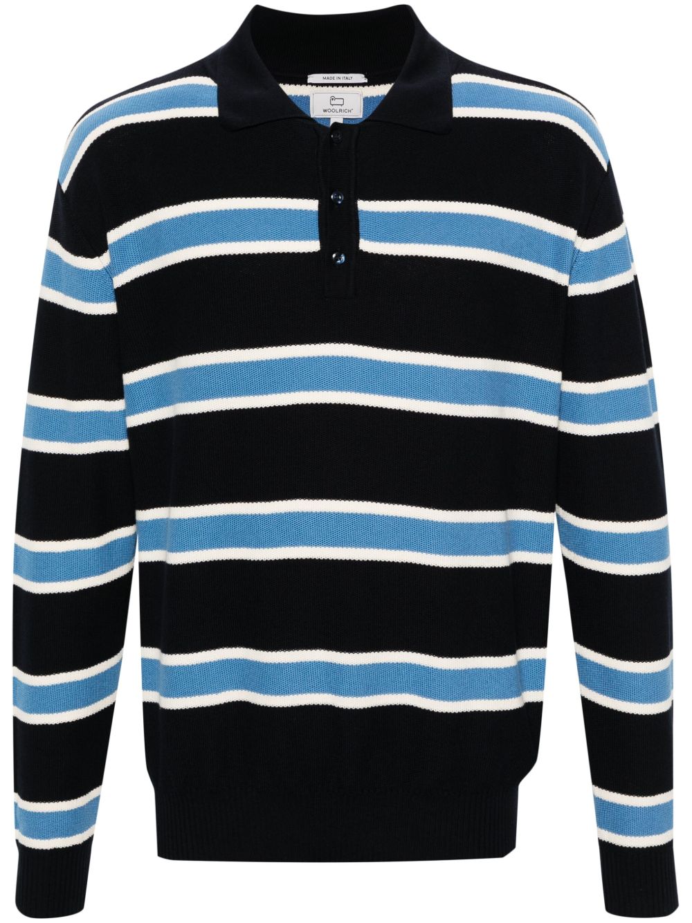 Woolrich Melton 条纹针织polo衫 - 蓝色