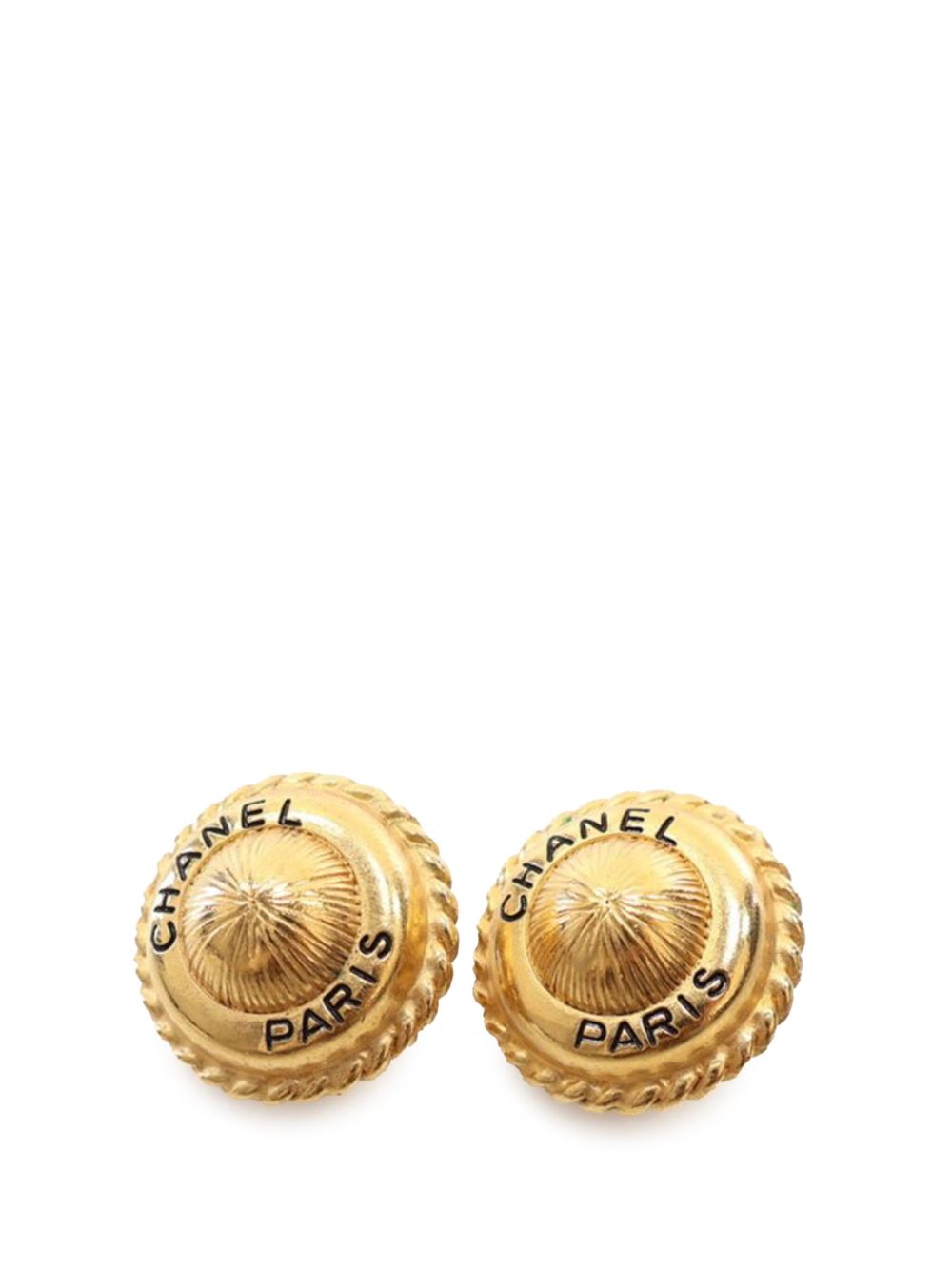 CHANEL Pre-Owned 镀金 Logo Round 夹扣式耳环（1995年典藏款） - 金色
