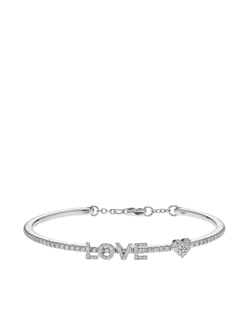 Jewels Aficionado 18K白金 Love 钻石手链 - 银色