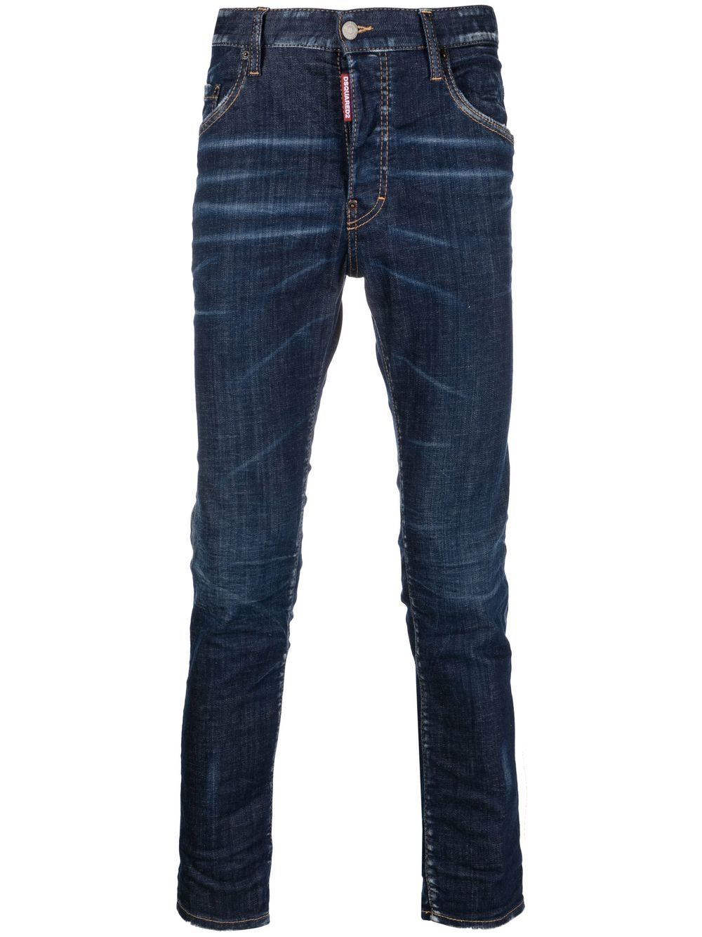 DSQUARED2 扎染低腰牛仔裤 - 蓝色