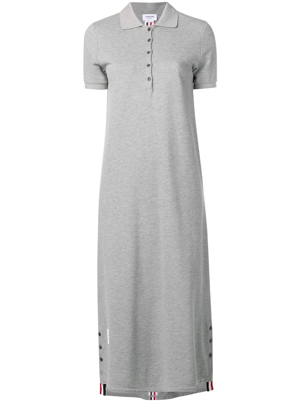 Thom Browne 后背中央条纹饰长 POLO 裙 - 灰色