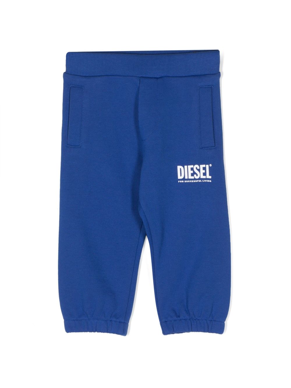 Diesel Kids logo印花棉运动裤 - 蓝色