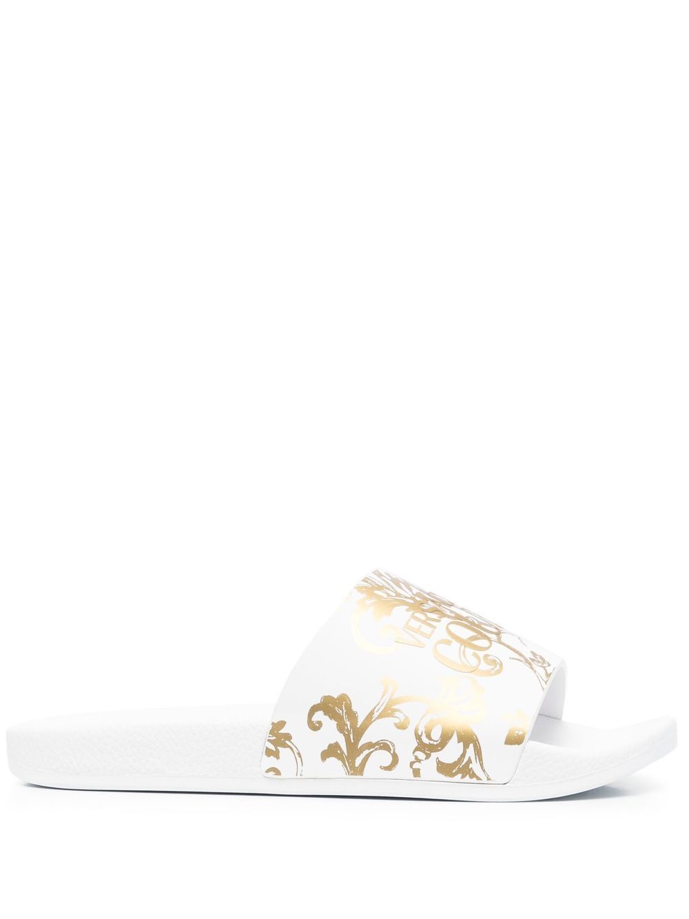 Versace Jeans Couture 巴洛克印花凉鞋 - 白色