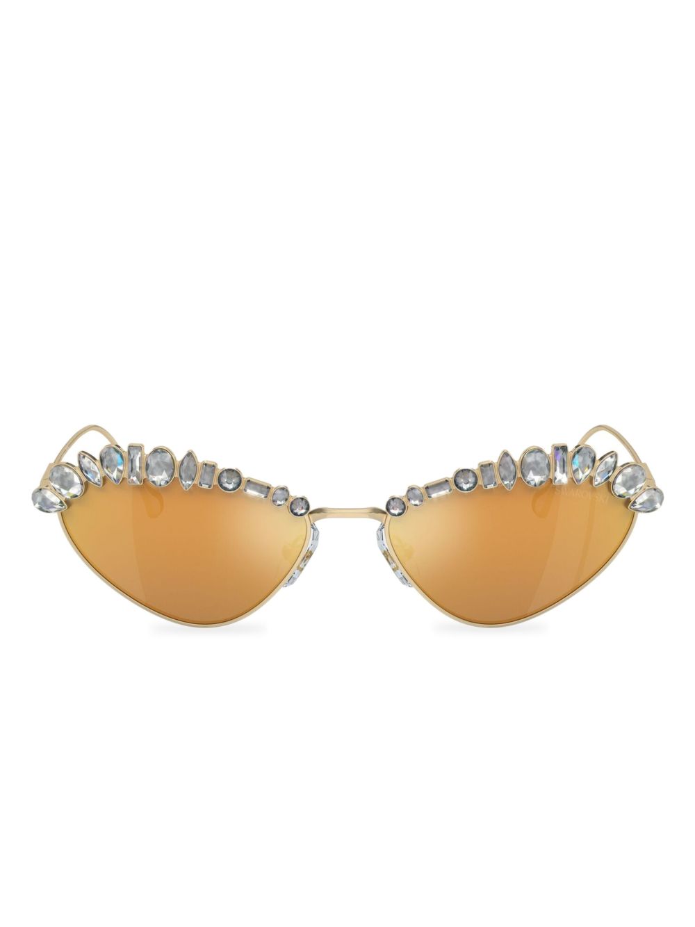 Swarovski 晶饰猫眼框太阳眼镜 - 褐色