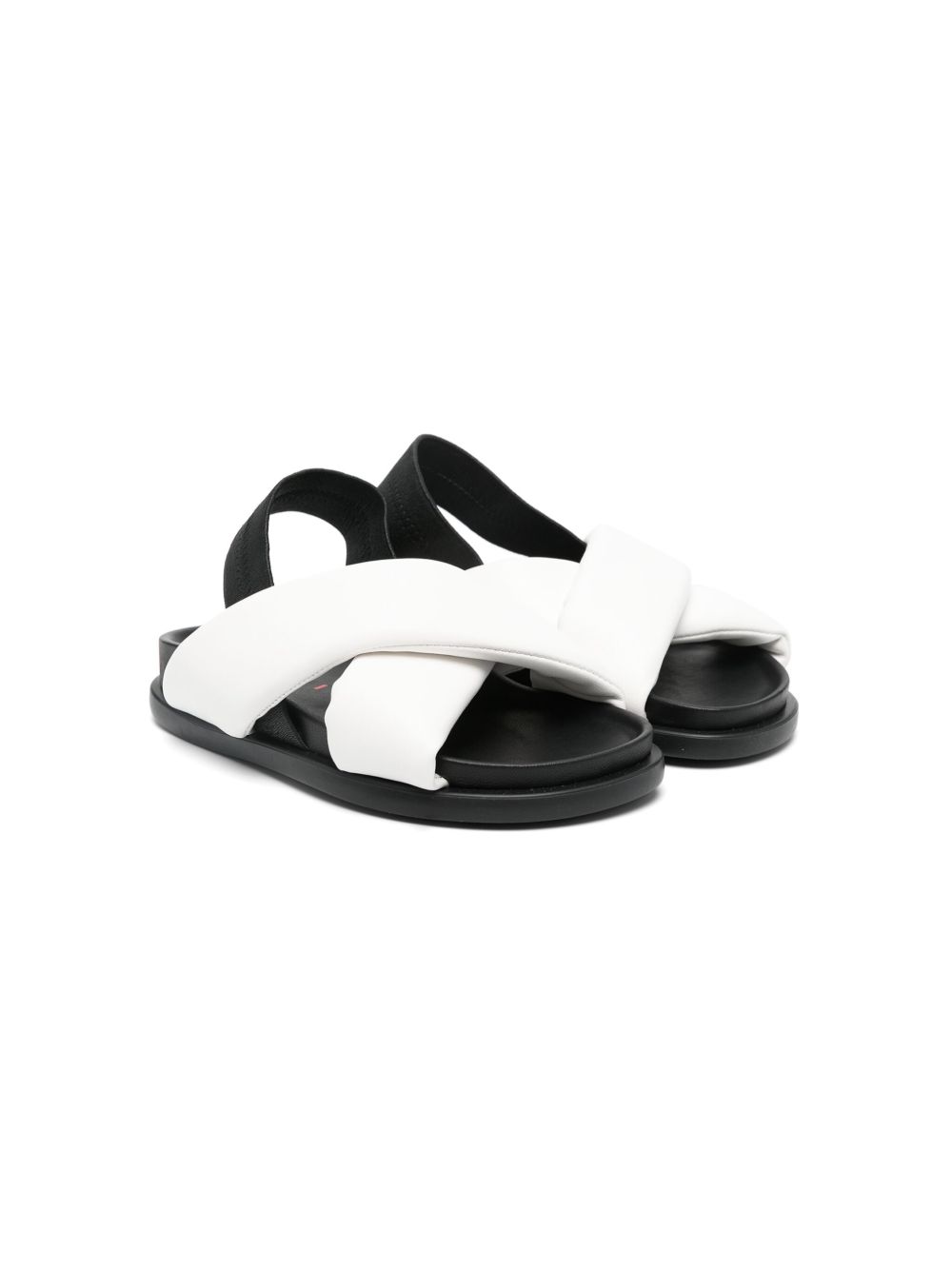 Marni Kids 交叉带皮质凉鞋 - 白色