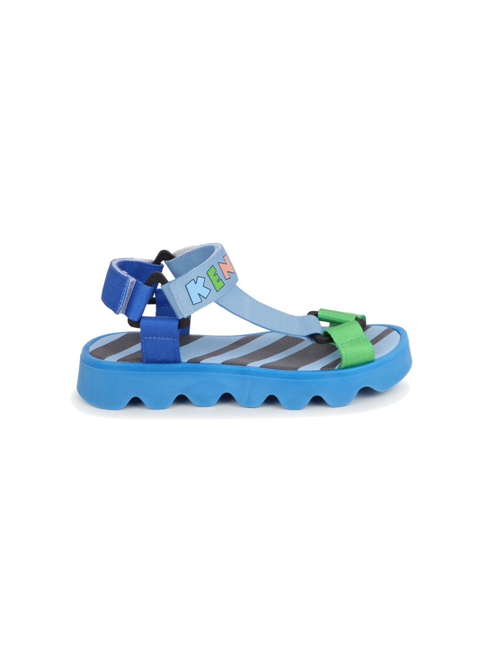 Kenzo Kids logo印花拼色凉鞋 - 蓝色