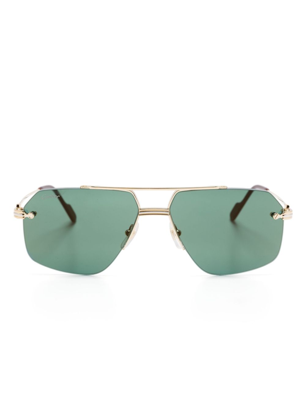 Cartier Eyewear 飞行员镜框太阳眼镜 - 金色