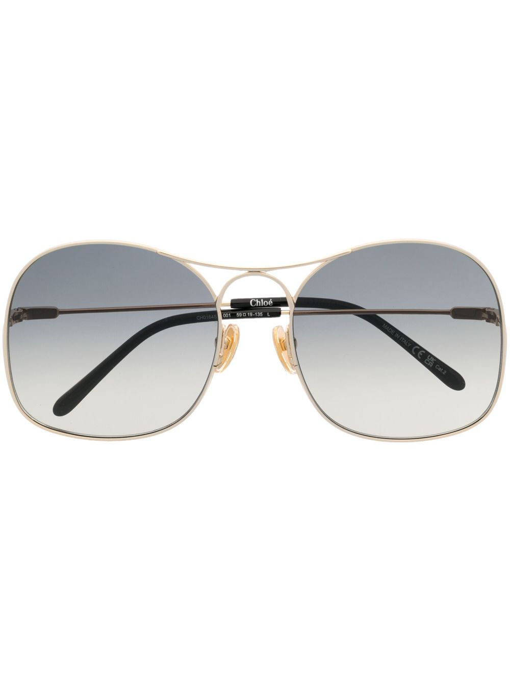 Chloé Eyewear logo雕刻超大款镜框太阳眼镜 - 金色