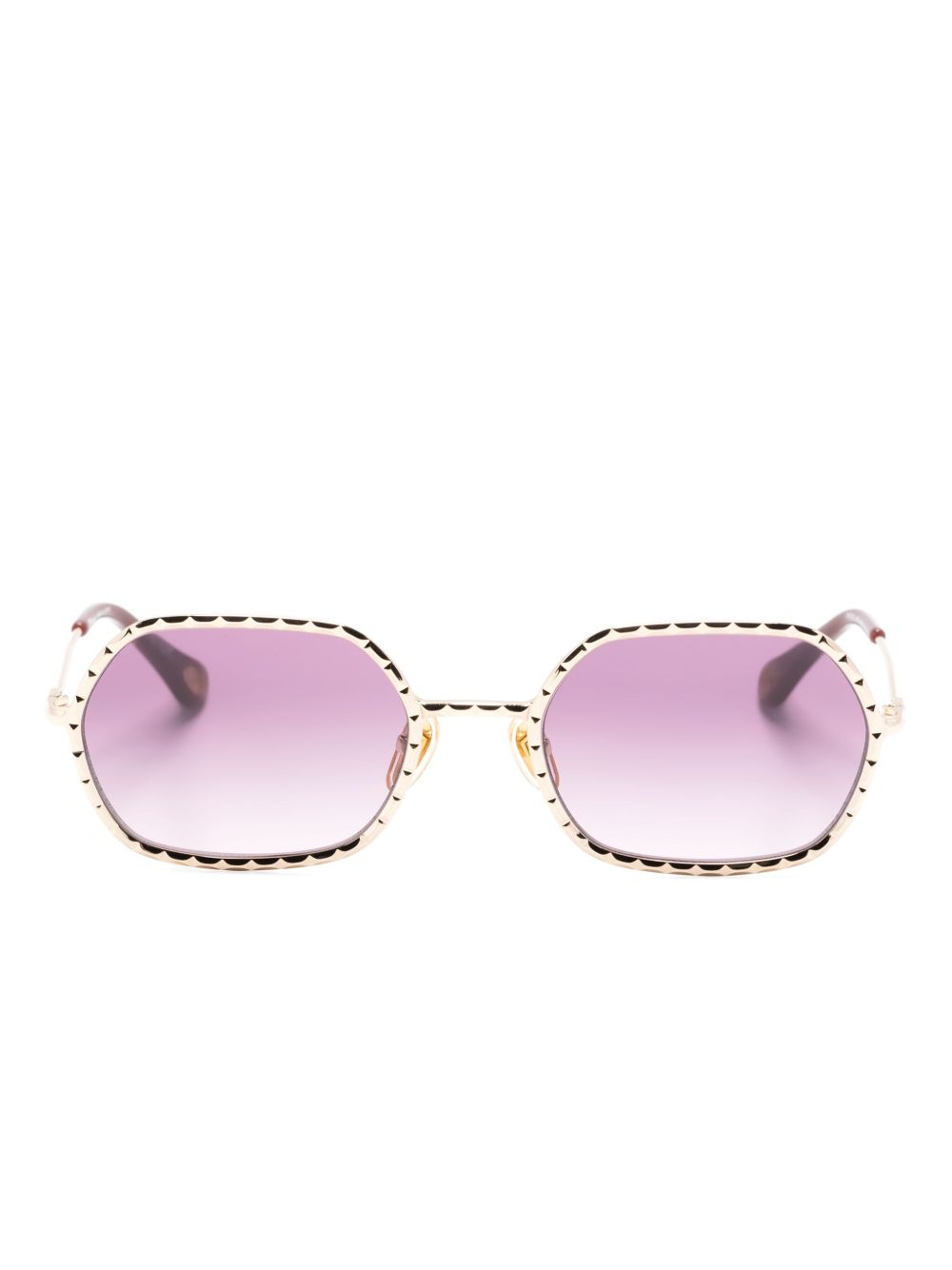 Chloé Eyewear 几何形镜框太阳眼镜 - 金色