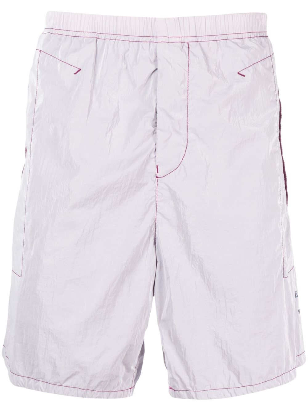 Stone Island logo印花运动短裤 - 紫色
