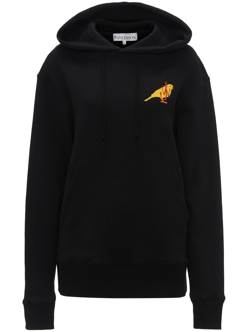 JW Anderson logo刺绣棉连帽衫 - 黑色