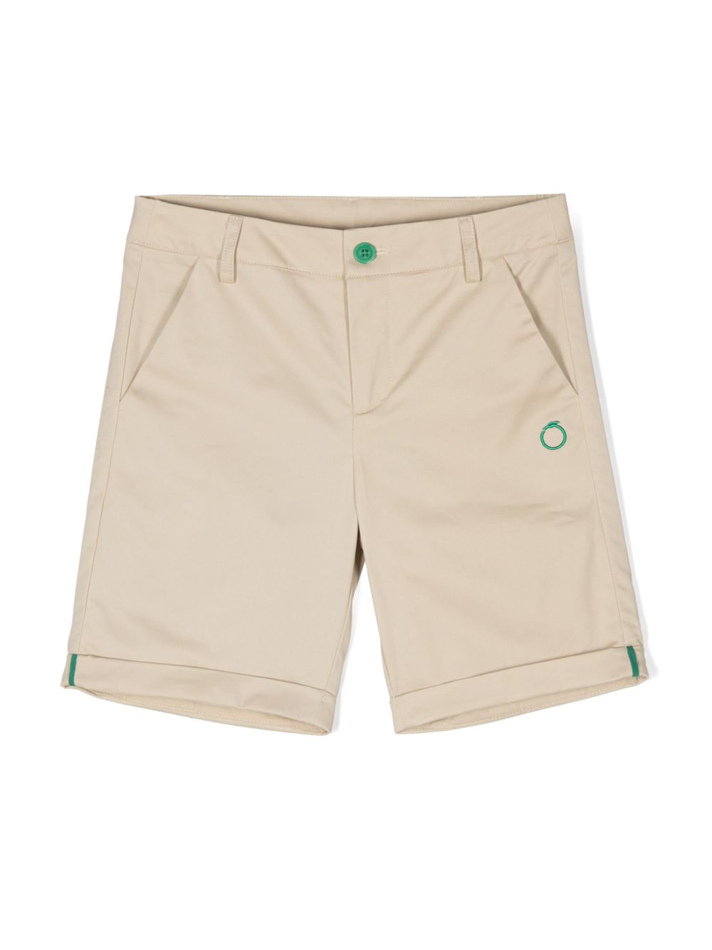 TRUSSARDI JUNIOR logo刺绣棉短裤 - 中性色
