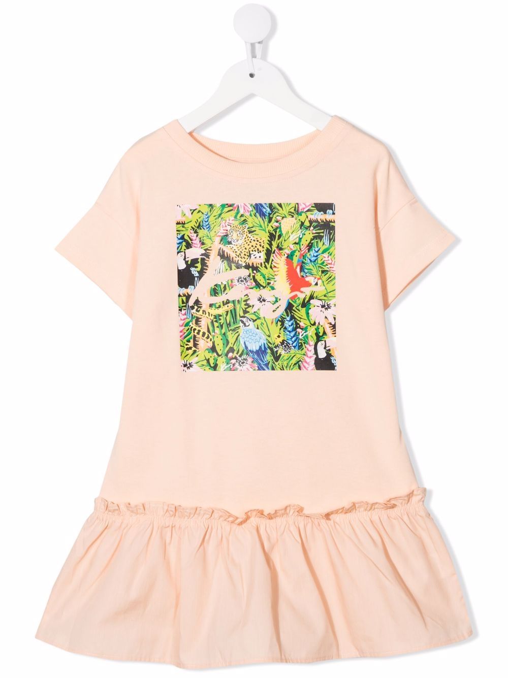 Kenzo Kids 热带雨林印花T恤式连衣裙 - 粉色