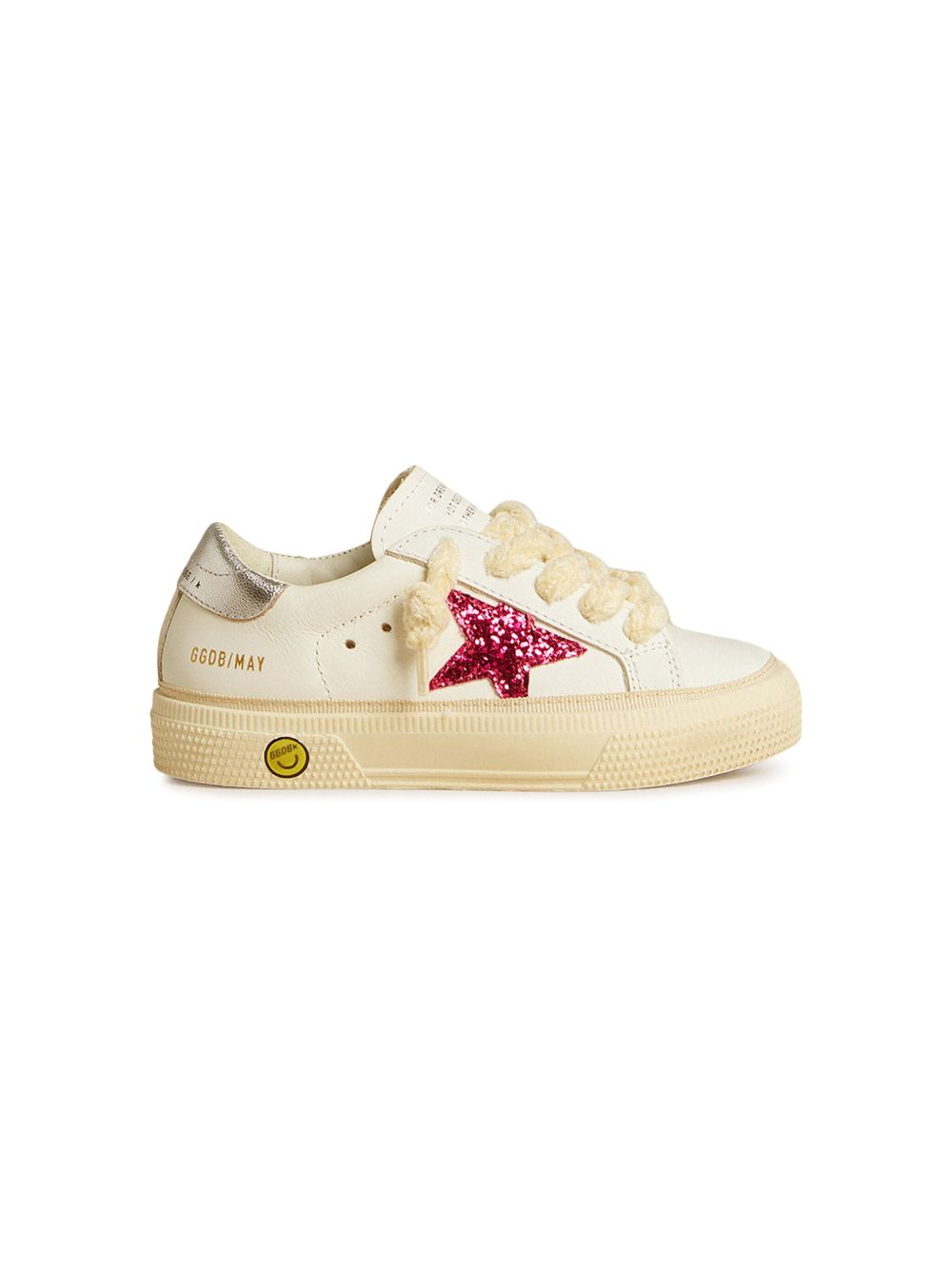 Golden Goose Kids May Upper Glitter 皮质运动鞋 - 白色