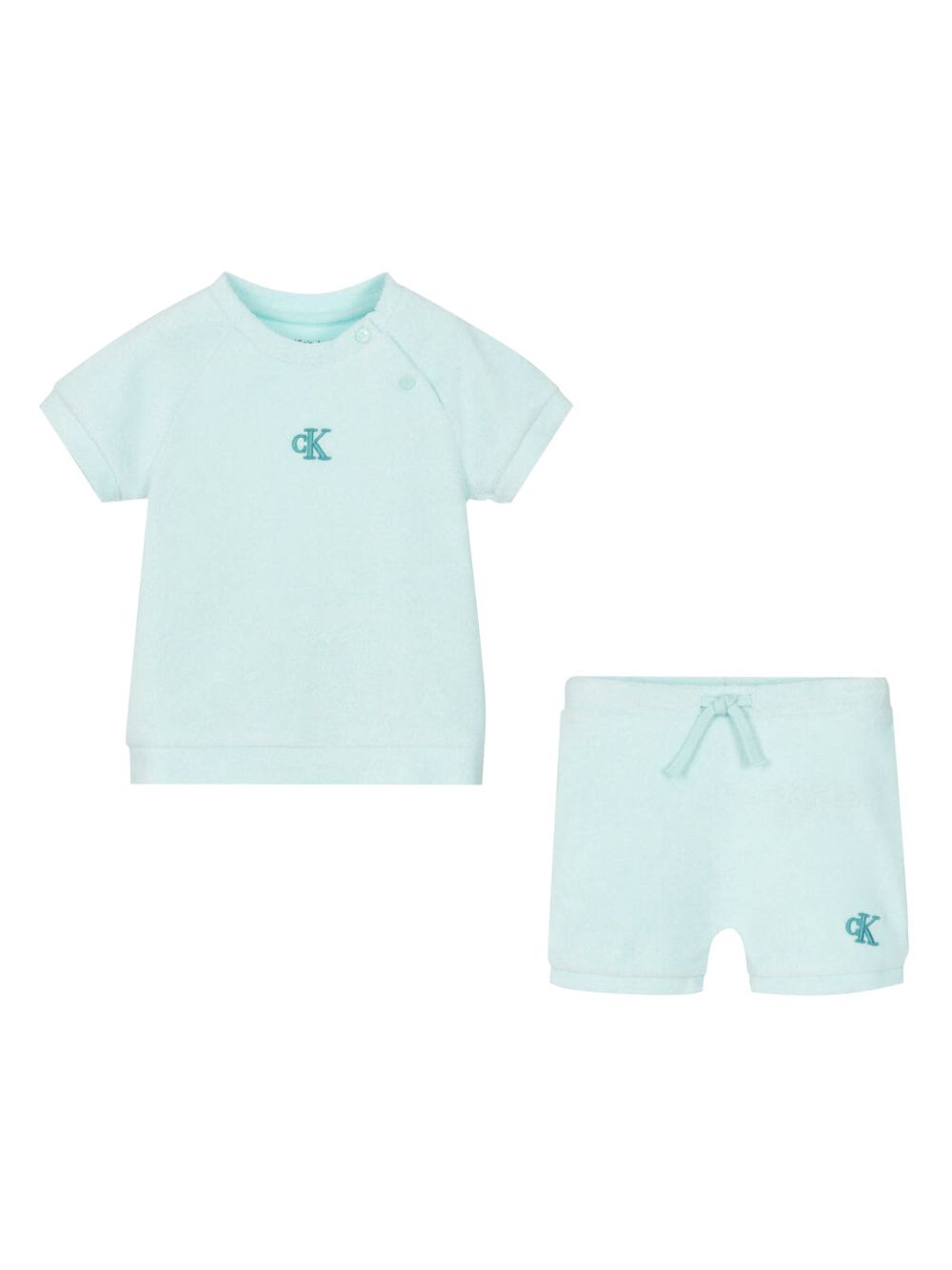 Calvin Klein Kids 毛巾布效果logo婴儿套装（三件装） - 蓝色