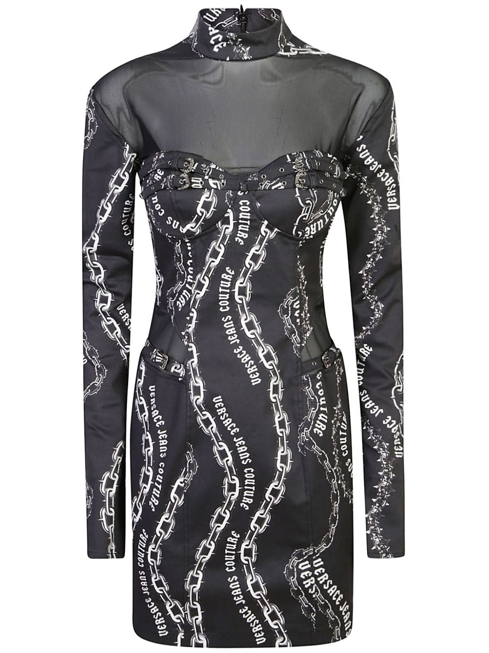 Versace Jeans Couture Chain Couture 印花迷你连衣裙 - 黑色