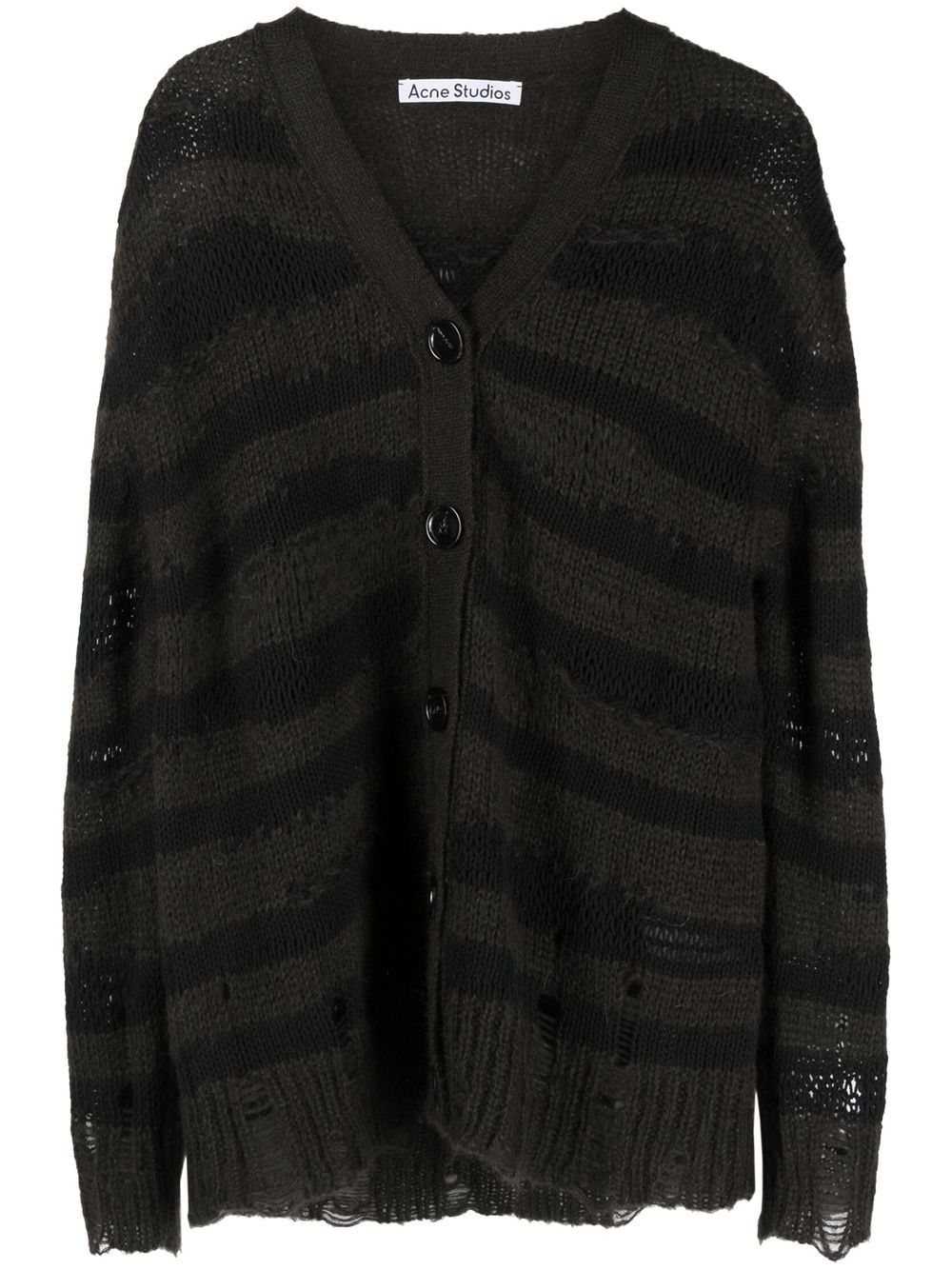 Acne Studios 仿旧效果条纹印花开衫 - 褐色