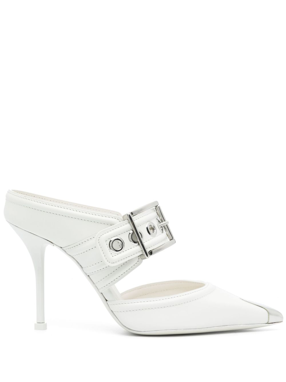 Alexander McQueen 尖头高跟穆勒鞋 - 白色
