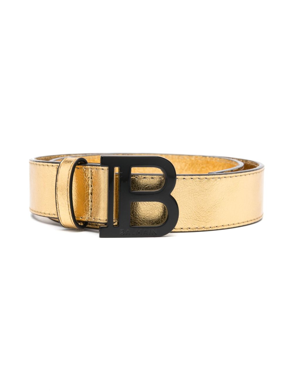 Balmain Kids logo扣环皮质腰带 - 金色